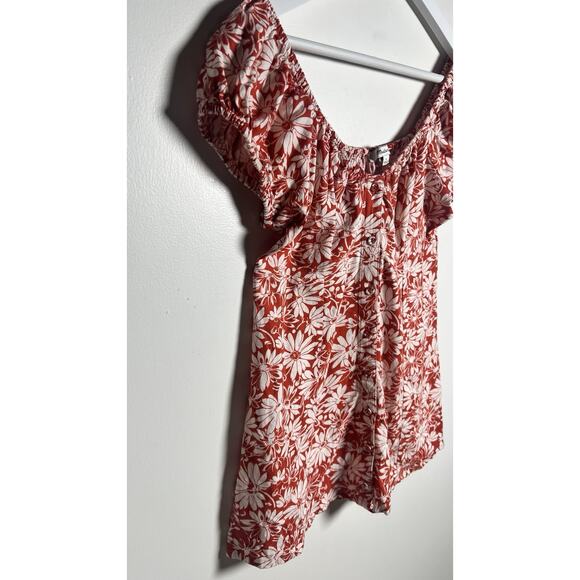 Madewell Margie Mini Dress In Abstract‎ Flora Orange Floral Linen Blend Size 2 - Picture 7 of 11